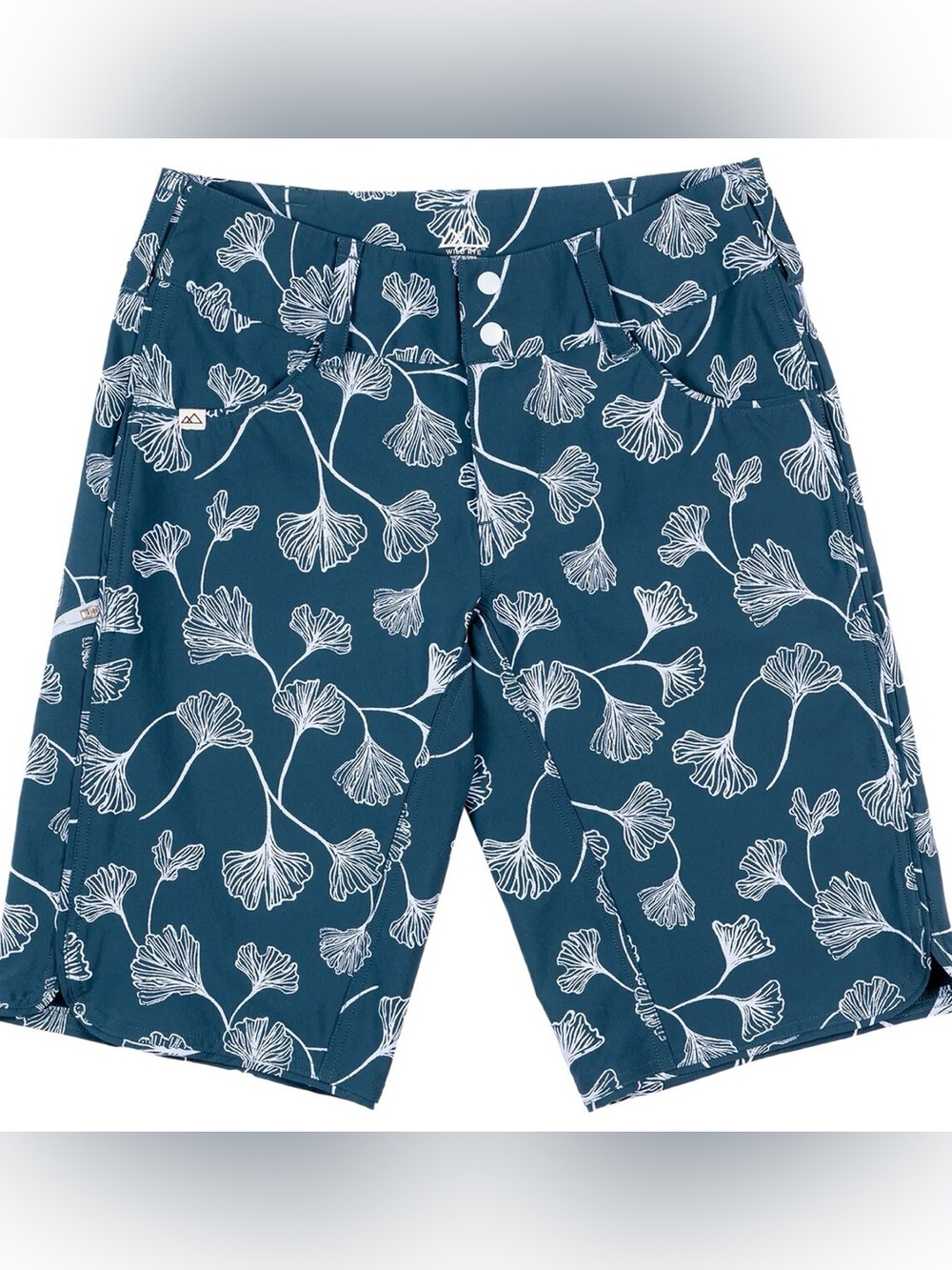 Wild Rye Freel MTB Bike Shorts Women’s Size 14 Blue Ginkgo Print UPF 50